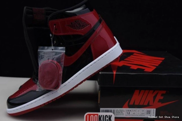 Kicked Out Shoe Store High 555088-063 Bred Air OG Jordan 1 Patent 0801